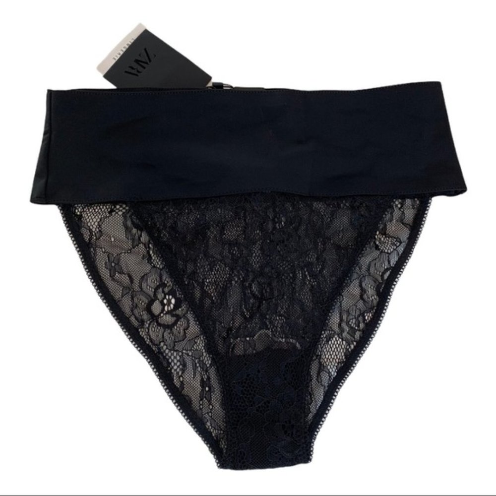 Zara Black Silk Lace Lingerie Panties